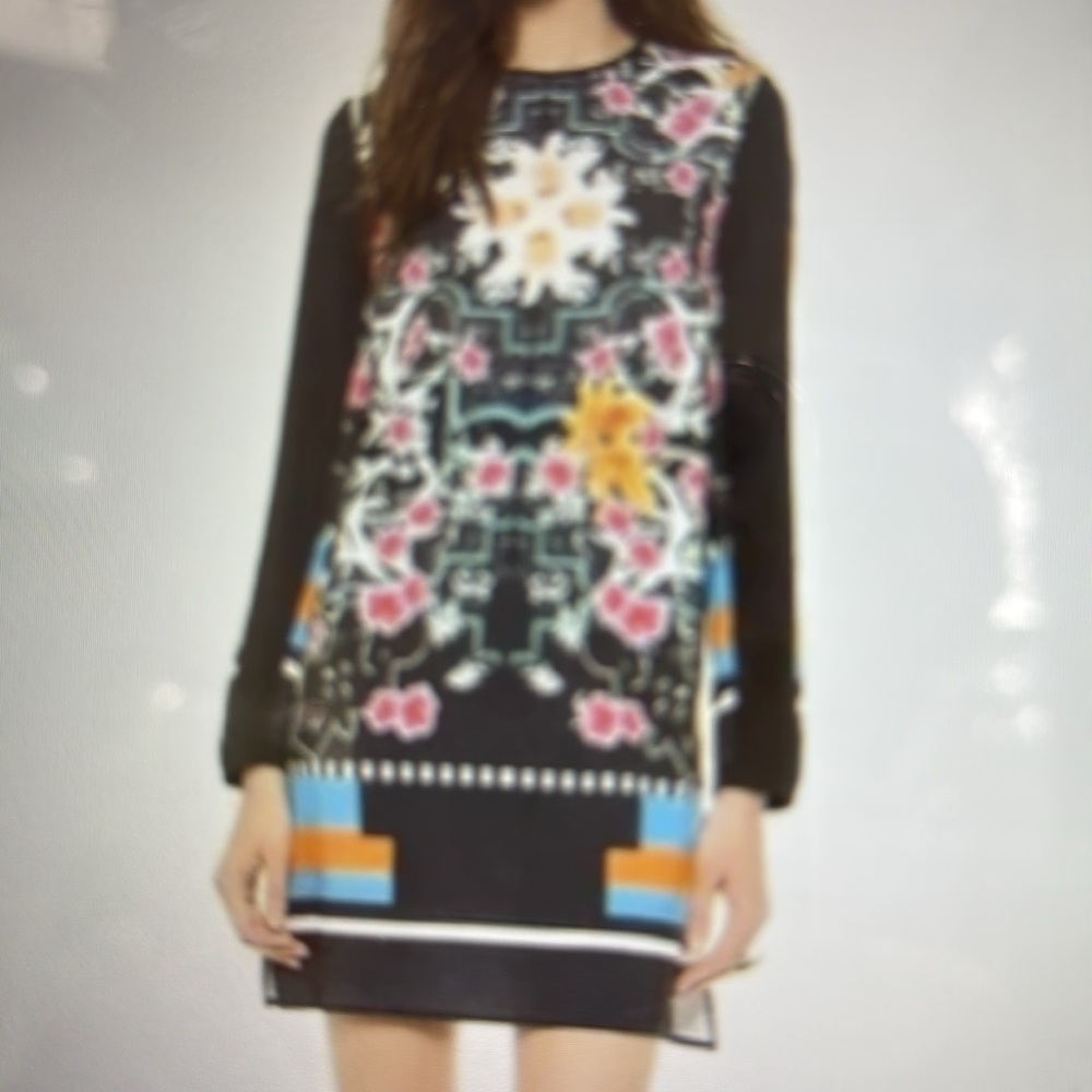 Clover Canyon Cuba Scarf Multicolor Long Sleeve Dress size L